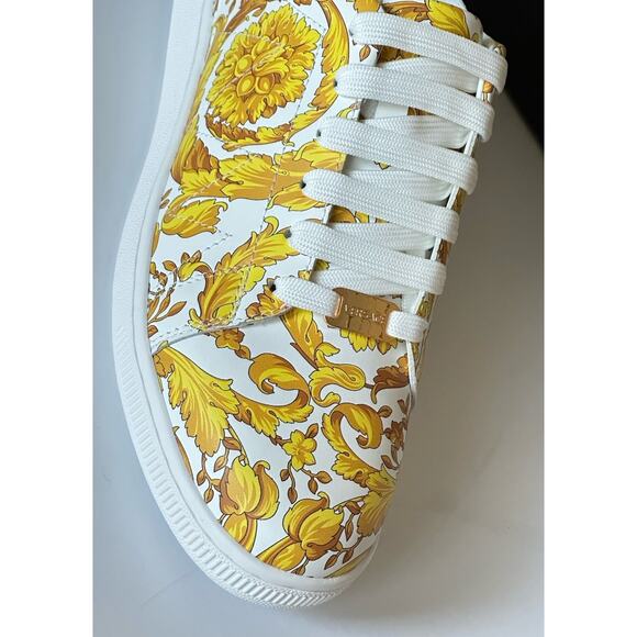 Versace Baroco Men\'s White/Gold Leather Sneakers 13 US (46 Euro) 1016936 NIB main image 5